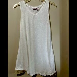 Embellished Lace Hem Tank-White   Small